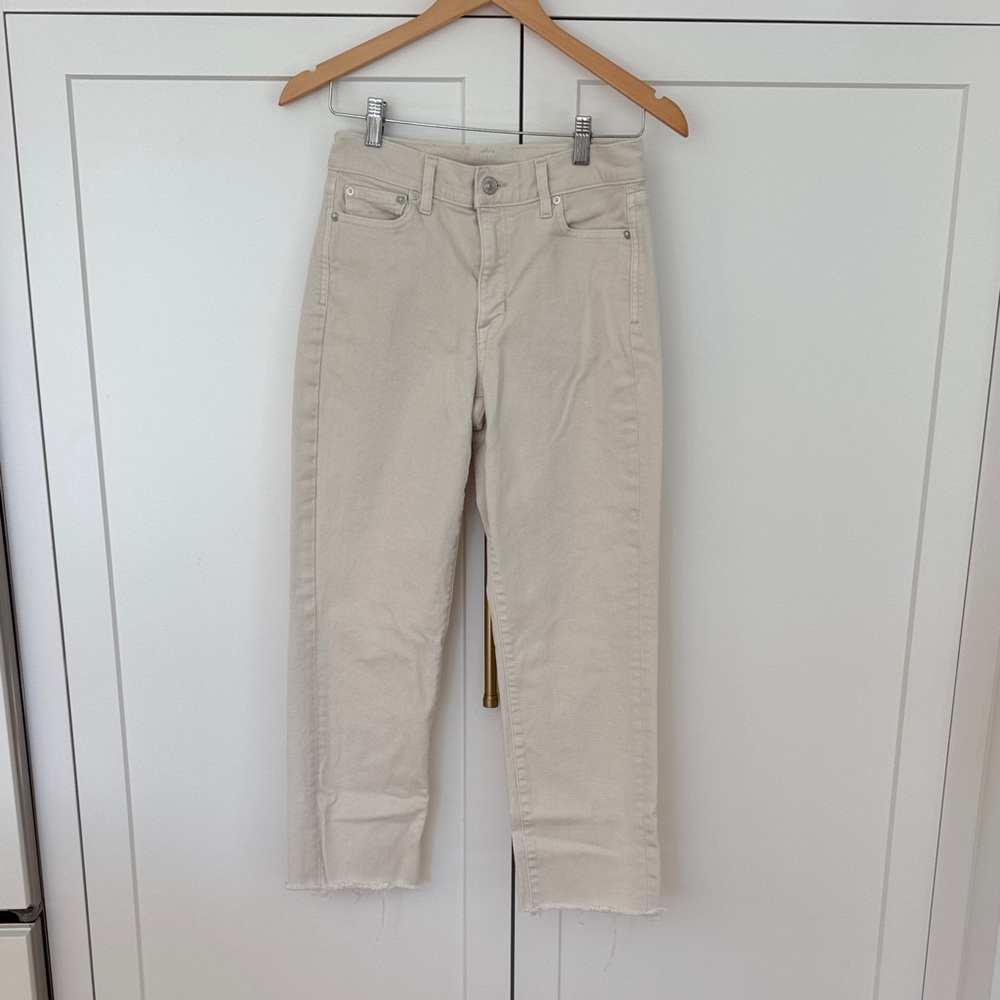 AYR The Frenchie Women's Cropped Straight Jeans in Light Cream